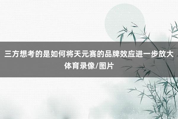 三方想考的是如何将天元赛的品牌效应进一步放大体育录像/图片