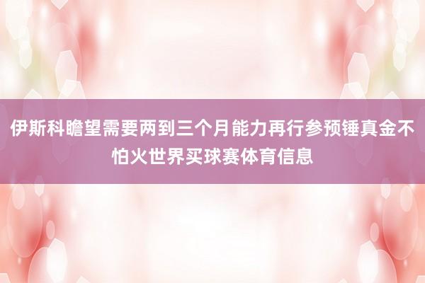 伊斯科瞻望需要两到三个月能力再行参预锤真金不怕火世界买球赛体育信息