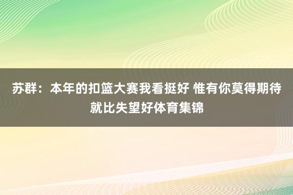 苏群：本年的扣篮大赛我看挺好 惟有你莫得期待就比失望好体育集锦